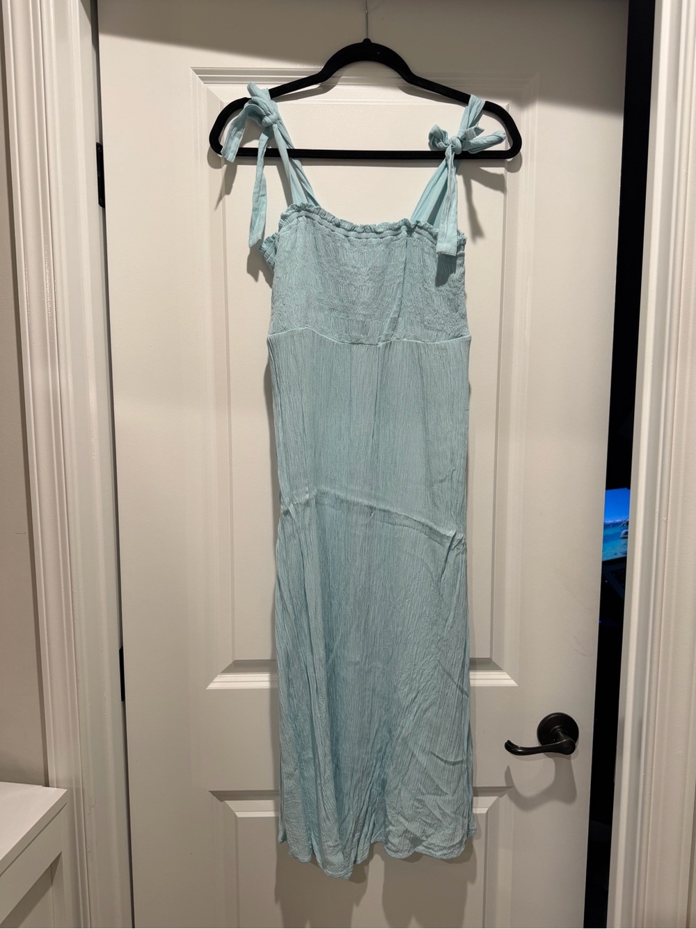a:glow Light Aqua Tie-Shoulder Midi Dress